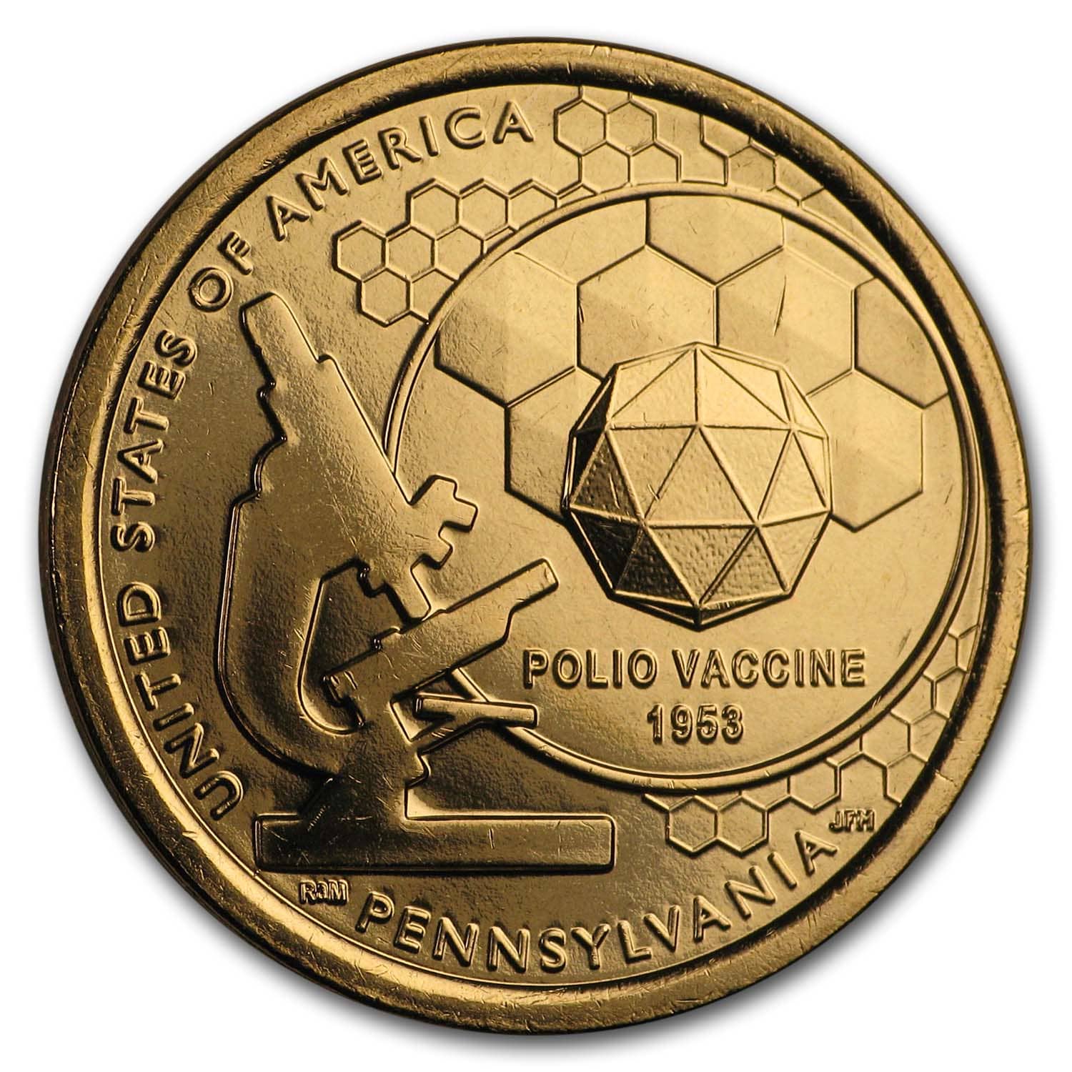 USA 1 dollar 2019 USA Innovation N3 Polio Vaccine Mint D #5741 Pennsylvania